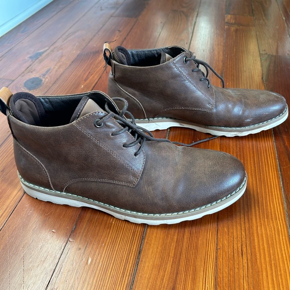 Steve Madden men’s brown leather lace-up high top shoes/boots. Worn twice. - Picture 1 of 6